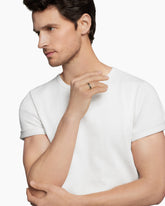 Forged Carbon Band Ring in 18K Yellow Gold with Center Black Diamond, 4mm